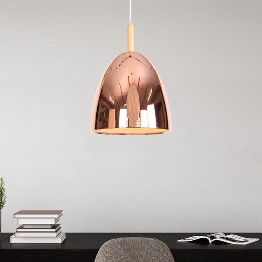 Industrial Hanging Lamp with Electroplated Metal Shade - Single Light Pendant