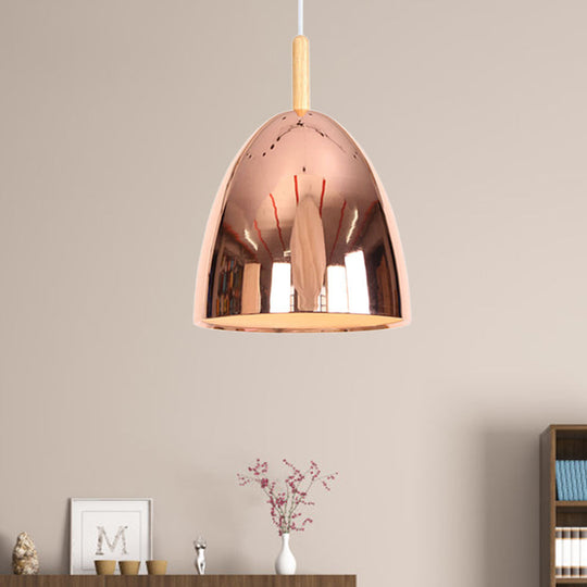 Industrial Hanging Lamp with Electroplated Metal Shade - Single Light Pendant