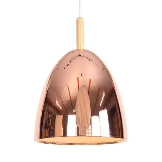 Bell Industrial Hanging Lamp With Electroplated Metal Shade - Single Pendant Light