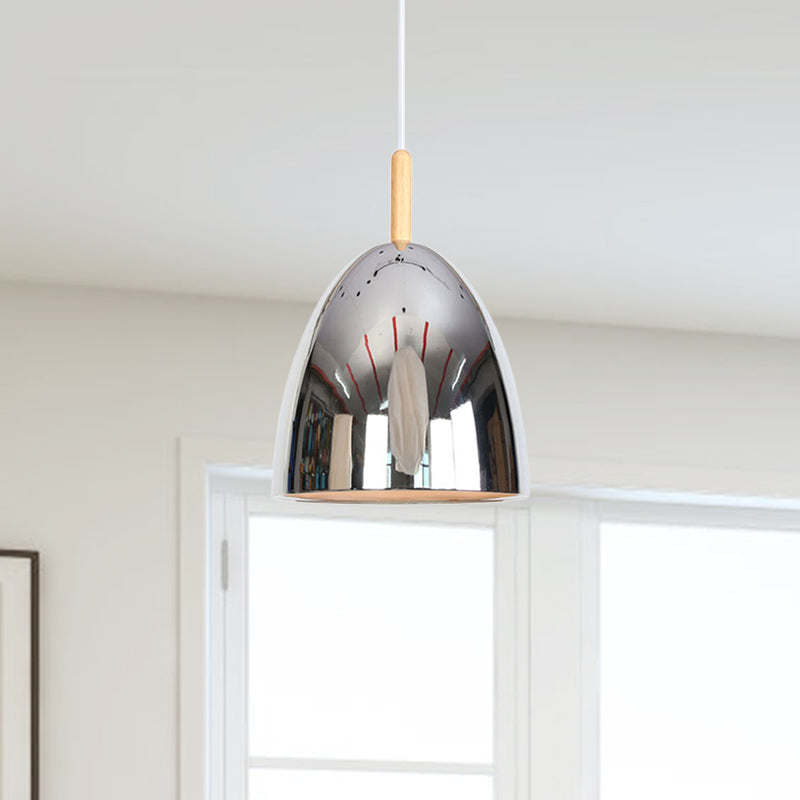 Industrial Hanging Lamp with Electroplated Metal Shade - Single Light Pendant