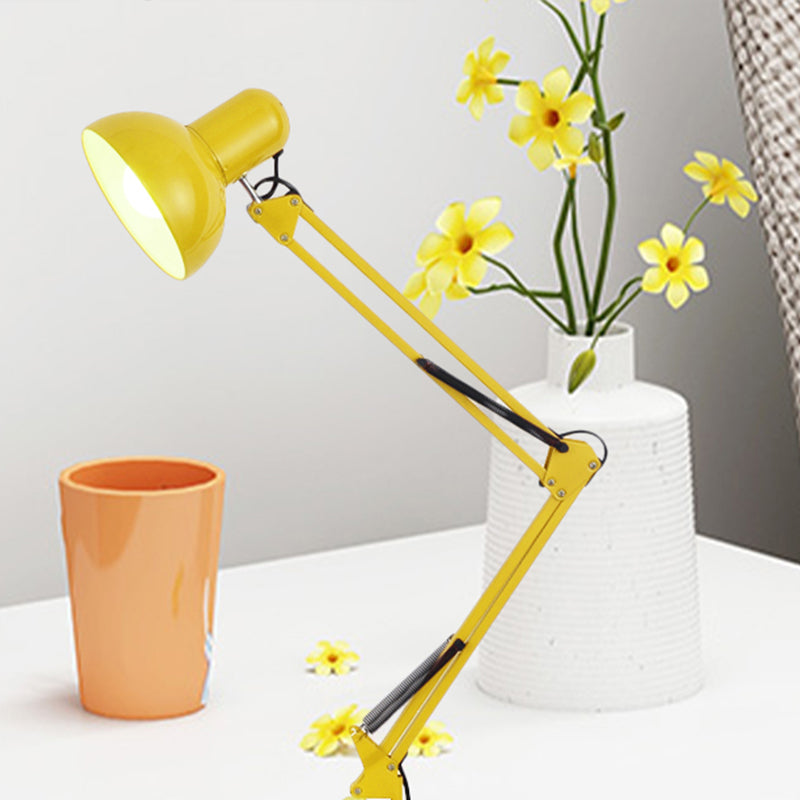 Modern Metal Shade Desk Lamp - Stylish Adjustable 1 Bulb Light For Bedroom Reading Yellow