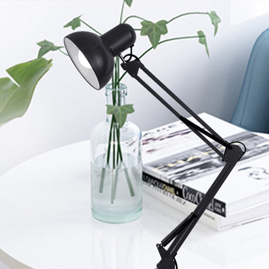 Modern Metal Shade Desk Lamp - Stylish Adjustable 1 Bulb Light For Bedroom Reading