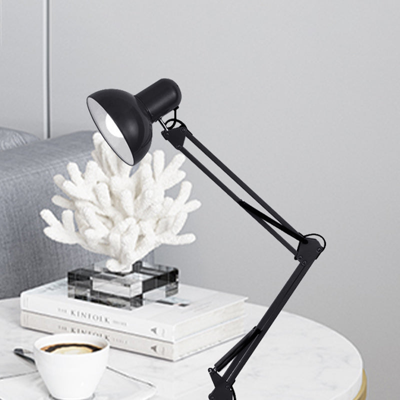 Modern Metal Shade Desk Lamp - Stylish Adjustable 1 Bulb Light For Bedroom Reading