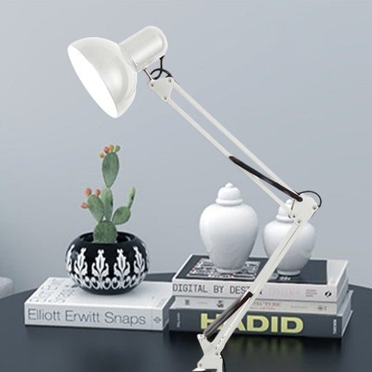 Modern Metal Shade Desk Lamp - Stylish Adjustable 1 Bulb Light For Bedroom Reading White