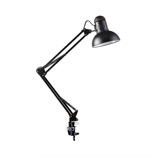 Simple Style Adjustable Dome Desk Lamp: Metallic 1-Light Black/Red Book Reading Light For Study Room