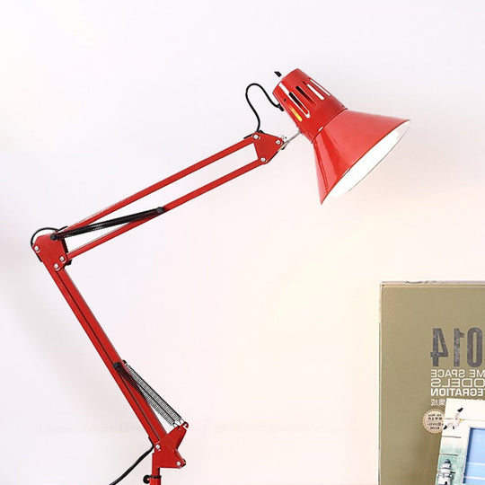 Contemporary Metal Desk Light With Adjustable Arm - Stylish Task Lamp For Study Room Black/White Red