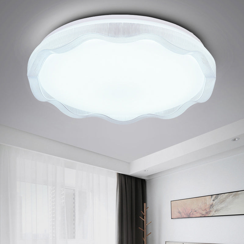 16"/19.5" Simple Style Scalloped Ceiling Lamp with Acrylic Diffuser - White/Blue/Gold Flush Light Fixture for Bedroom