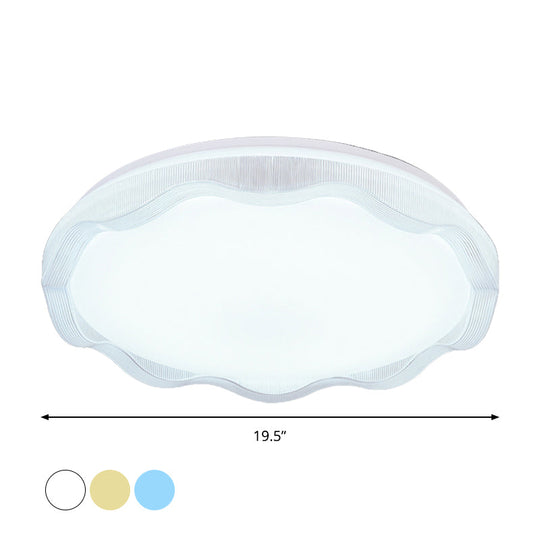 16/19.5 Simple Style Scalloped Ceiling Lamp With Acrylic Diffuser - White/Blue/Gold Flush Light