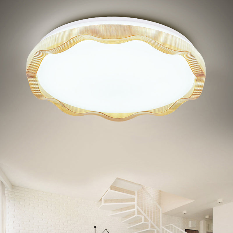 16"/19.5" Simple Style Scalloped Ceiling Lamp with Acrylic Diffuser - White/Blue/Gold Flush Light Fixture for Bedroom