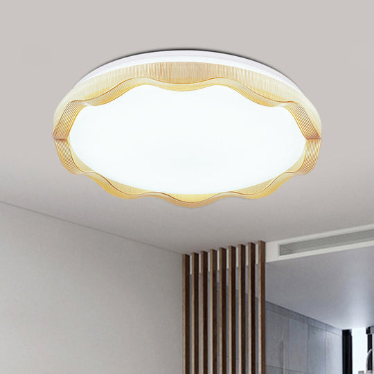 16"/19.5" Simple Style Scalloped Ceiling Lamp with Acrylic Diffuser - White/Blue/Gold Flush Light Fixture for Bedroom