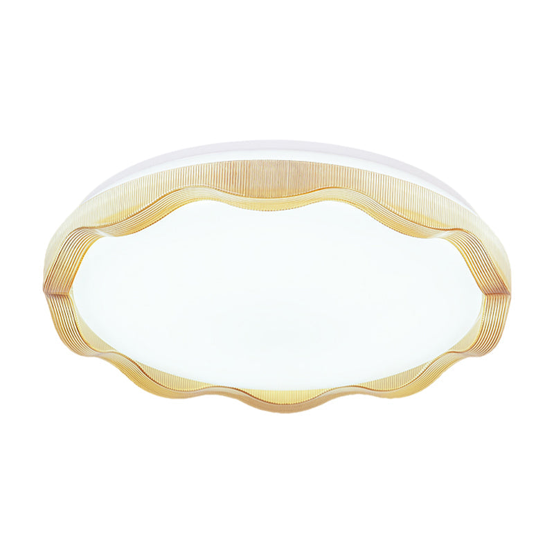 16/19.5 Simple Style Scalloped Ceiling Lamp With Acrylic Diffuser - White/Blue/Gold Flush Light