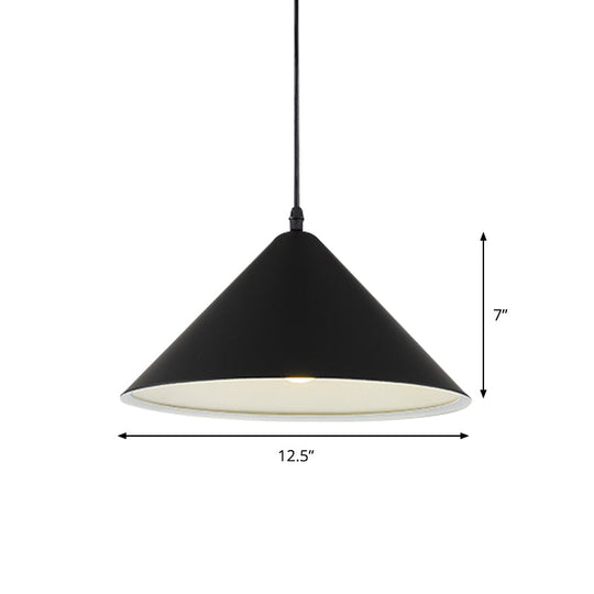 Nordic Metal Cone Pendant Light For Dining Room - Black/White/Red 1 12.5/16.5 Wide