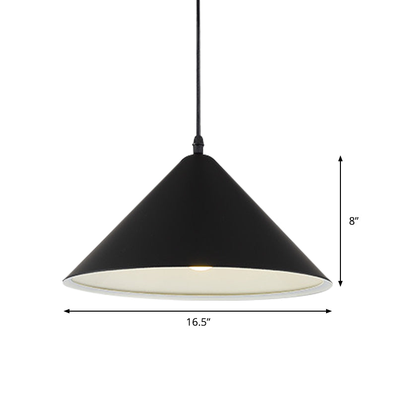 Nordic Metal Cone Pendant Light For Dining Room - Black/White/Red 1 12.5/16.5 Wide