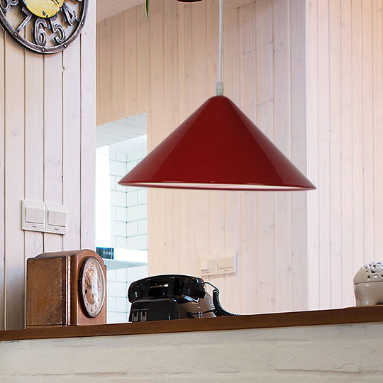 Nordic Metal Cone Pendant Light For Dining Room - Black/White/Red 1 12.5/16.5 Wide Red / 12.5