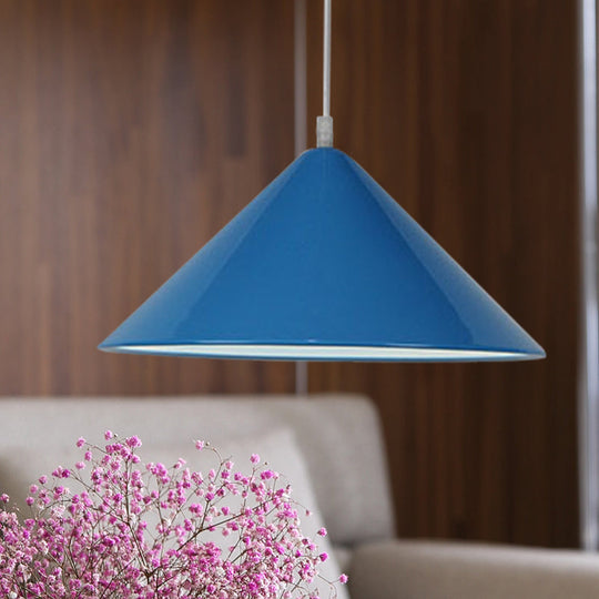 Nordic Metal Cone Pendant Light For Dining Room - Black/White/Red 1 12.5/16.5 Wide Blue / 12.5