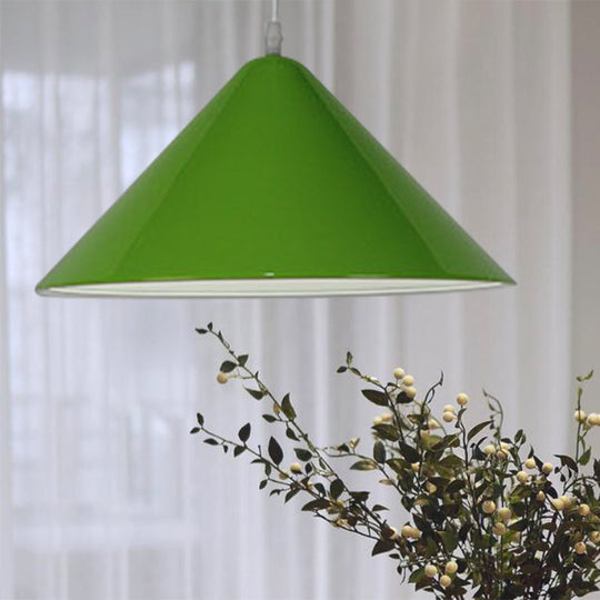 Nordic Metal Cone Pendant Light For Dining Room - Black/White/Red 1 12.5/16.5 Wide Green / 12.5