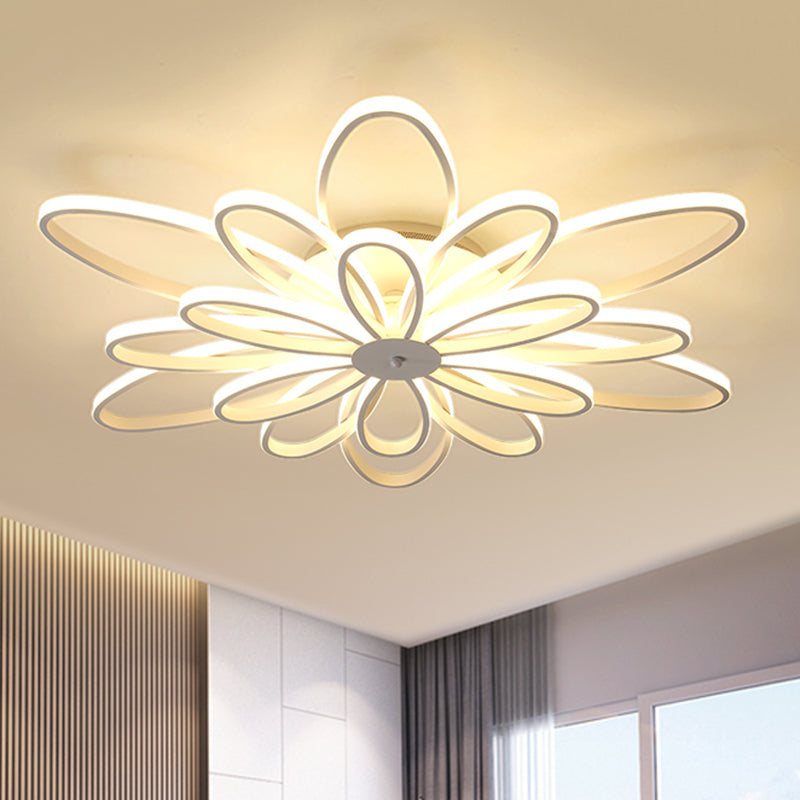 Modern Chrysanths Ceiling LED Light Fixture for Living Room in Warm or White Light, Sizes 23.5"-41