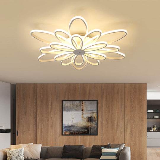 Modern Chrysanths Ceiling LED Light Fixture for Living Room in Warm or White Light, Sizes 23.5"-41