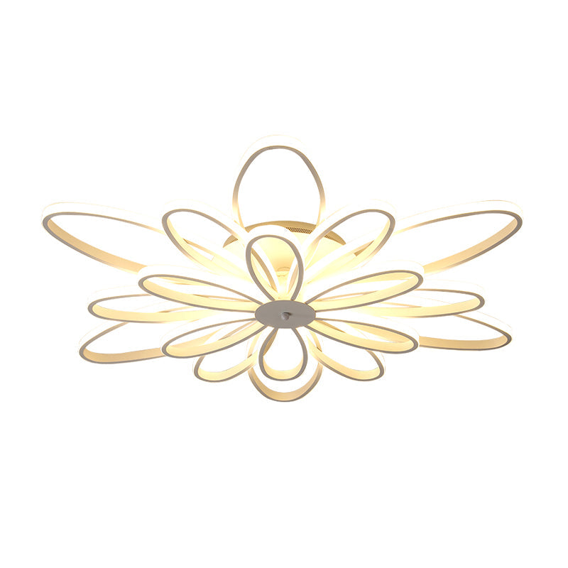 Modern Chrysanths Ceiling LED Light Fixture for Living Room in Warm or White Light, Sizes 23.5"-41