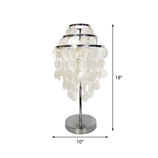 Modern White Shell Wind Chime Task Lighting - 1 Light Bedroom Reading Book Lamp