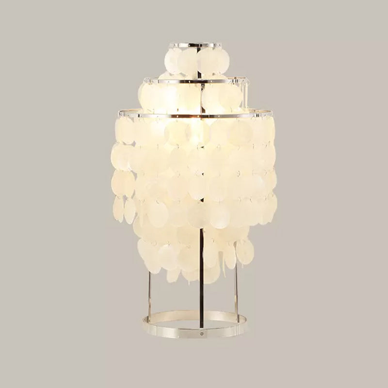 Modern White Shell Wind Chime Task Lighting - 1 Light Bedroom Reading Book Lamp