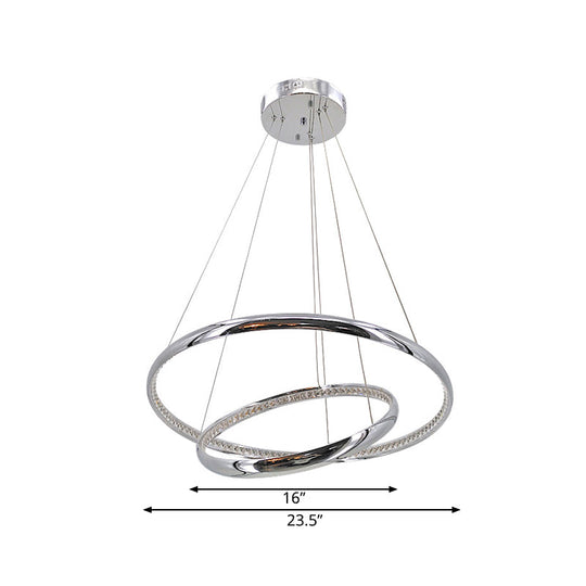 Contemporary Led Acrylic Ring Chandelier Pendant - Warm/White Light