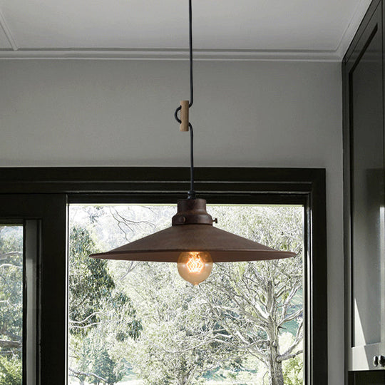 Vintage Industrial Metal Pendant Lamp With Flared Shade - Black/White/Bronze Foyer Ceiling Fixture