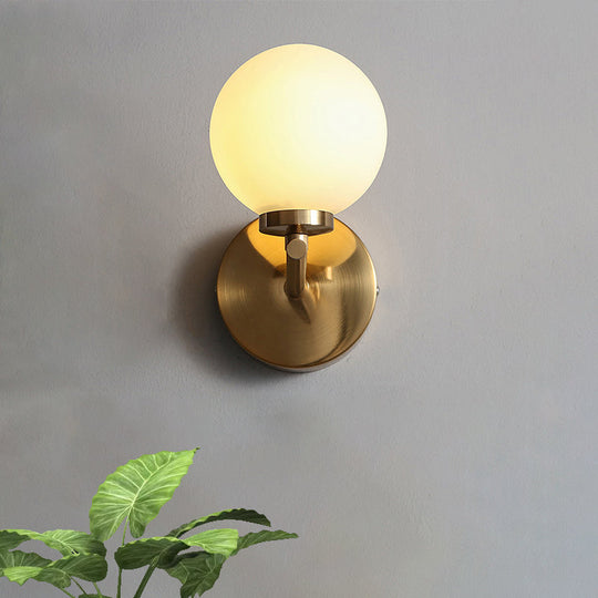 Nordic Style Wall Sconce Light Gold Orb With Glass Shade - Elegant Mount Lighting