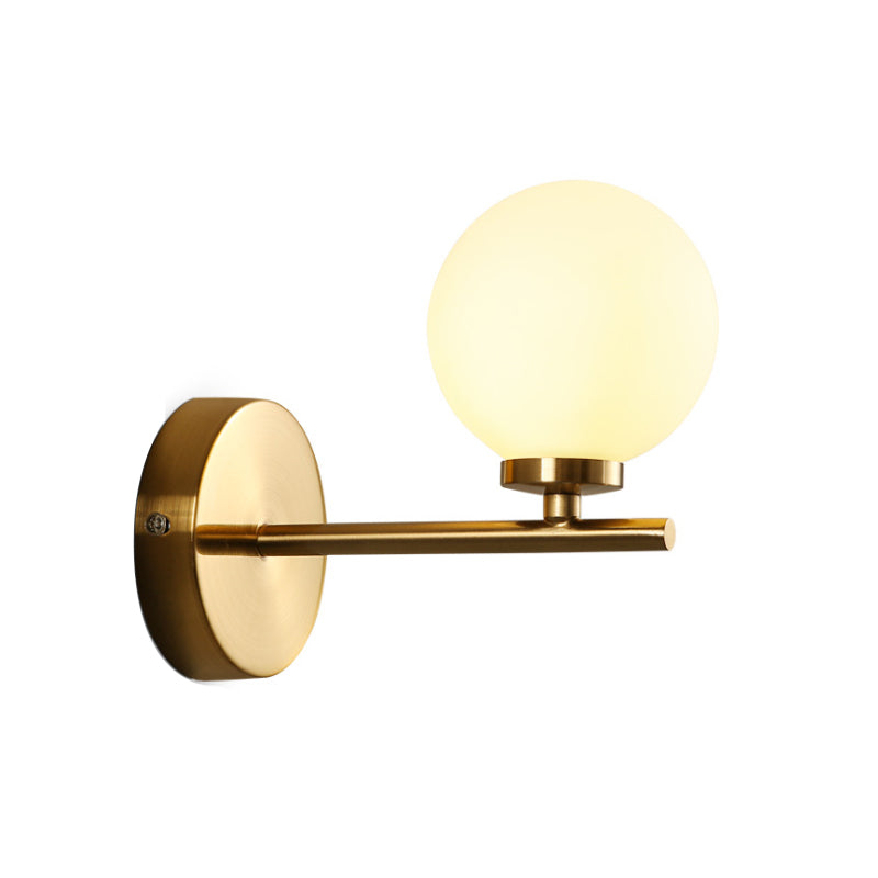 Nordic Style Wall Sconce Light Gold Orb With Glass Shade - Elegant Mount Lighting