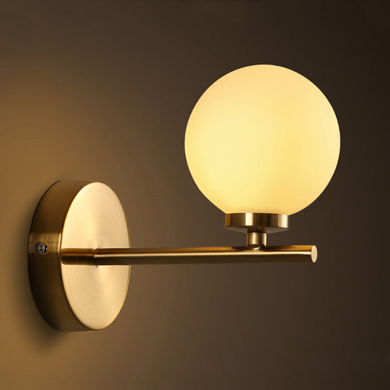 Nordic Style Wall Sconce Light Gold Orb With Glass Shade - Elegant Mount Lighting