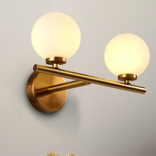 Nordic Style Wall Sconce Light Gold Orb With Glass Shade - Elegant Mount Lighting 2 /