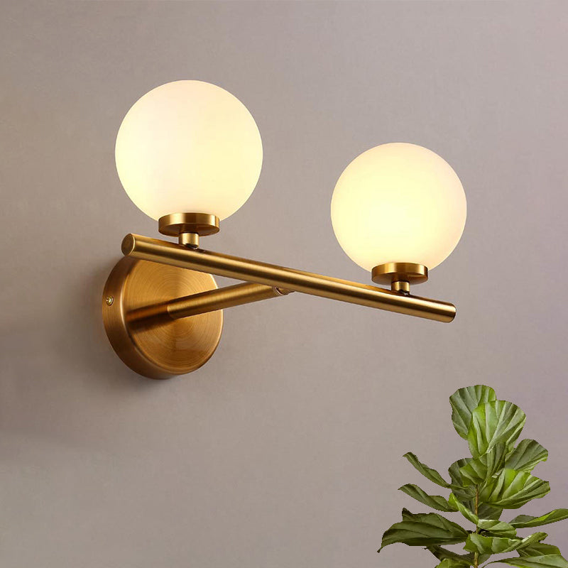 Nordic Style Wall Sconce Light Gold Orb With Glass Shade - Elegant Mount Lighting