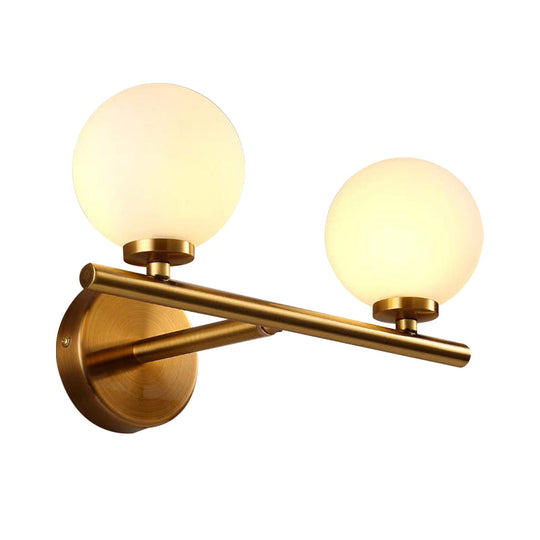 Nordic Style Wall Sconce Light Gold Orb With Glass Shade - Elegant Mount Lighting