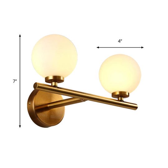 Nordic Style Wall Sconce Light Gold Orb With Glass Shade - Elegant Mount Lighting