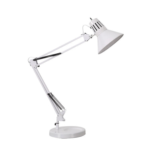 Nordic Style Metallic Desk Lamp - Multi-Joint 1 Light White Cone Shade Ideal For Bedroom Reading