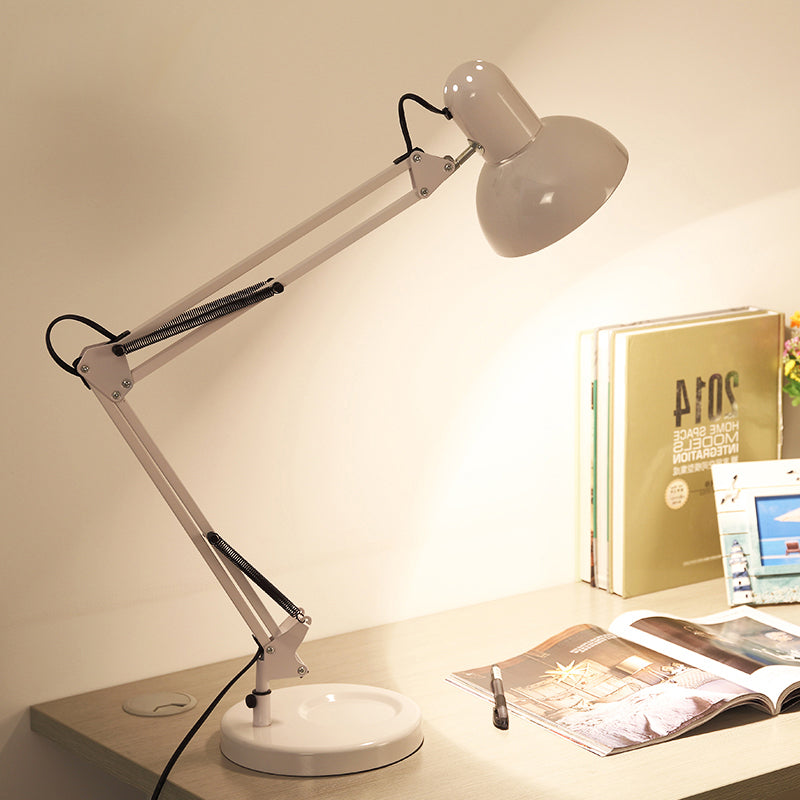 Nordic Style Metallic Desk Lamp - Multi-Joint 1 Light White Cone Shade Ideal For Bedroom Reading / A