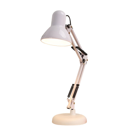 Nordic Style Metallic Desk Lamp - Multi-Joint 1 Light White Cone Shade Ideal For Bedroom Reading