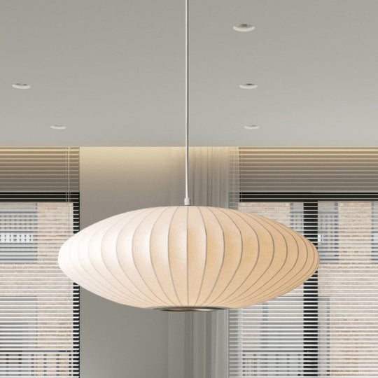 16"/19.5"/23.5"W Hanging Ceiling Light: Modernist White Fabric Pendant