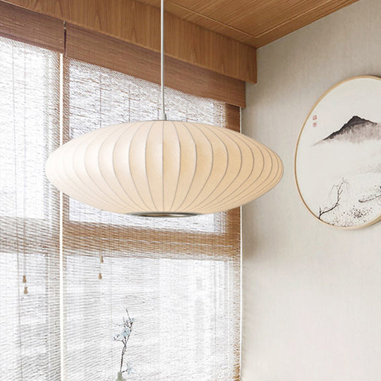 16"/19.5"/23.5"W Hanging Ceiling Light: Modernist White Fabric Pendant