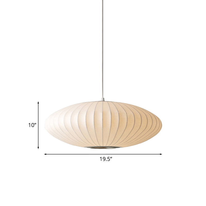 16"/19.5"/23.5"W Hanging Ceiling Light: Modernist White Fabric Pendant