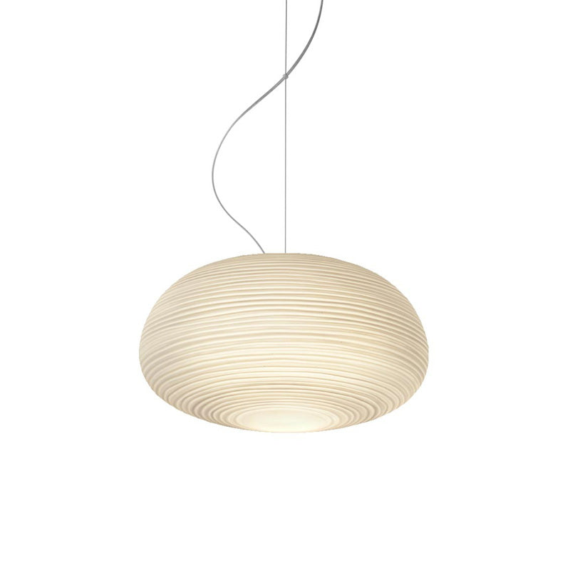 Cocoon Pendant Ceiling Light Post Modern Ribbed Glass 1 Light White Hanging Light