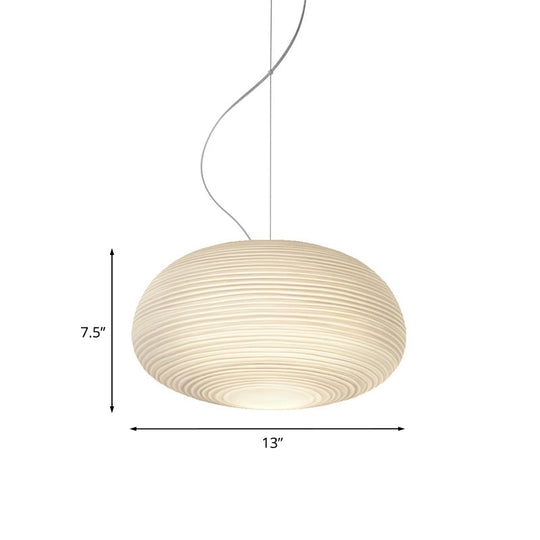 Katherine - Ribbed Cocoon Pendant Ceiling Light Post Modern Ribbed Glass 1 Light White Hanging Light