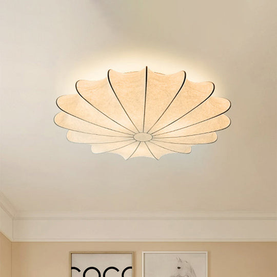 23.5 Scalloped Flush Mount Contemporary Fabric Ceiling Light - 1/3 White