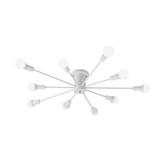 Sputnik Style Ceiling Light in Black/White/Gold with 6/8/10 Heads - Contemporary Semi-Mount Fixture for Bedrooms