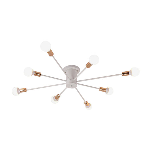 Sputnik Style Ceiling Light In Black/White/Gold With 6/8/10 Heads - Contemporary Semi-Mount Fixture