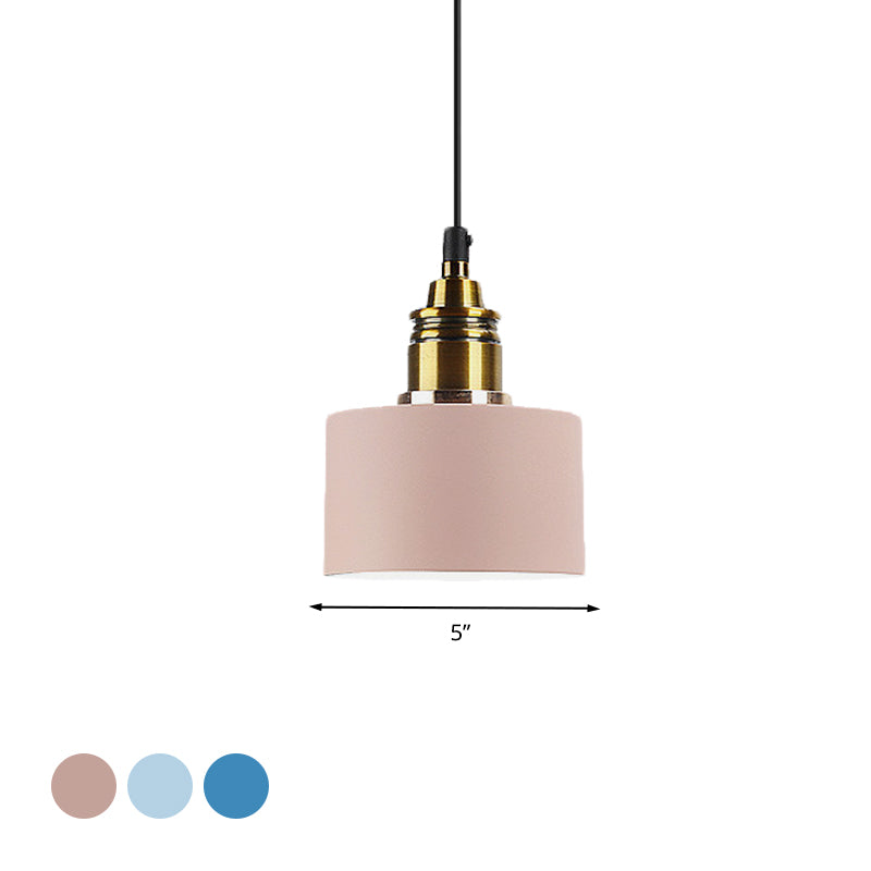 5"/12" Wide Round Pendant Lamp Macaron Loft Metal Lighting with Brass Socket for Corridor