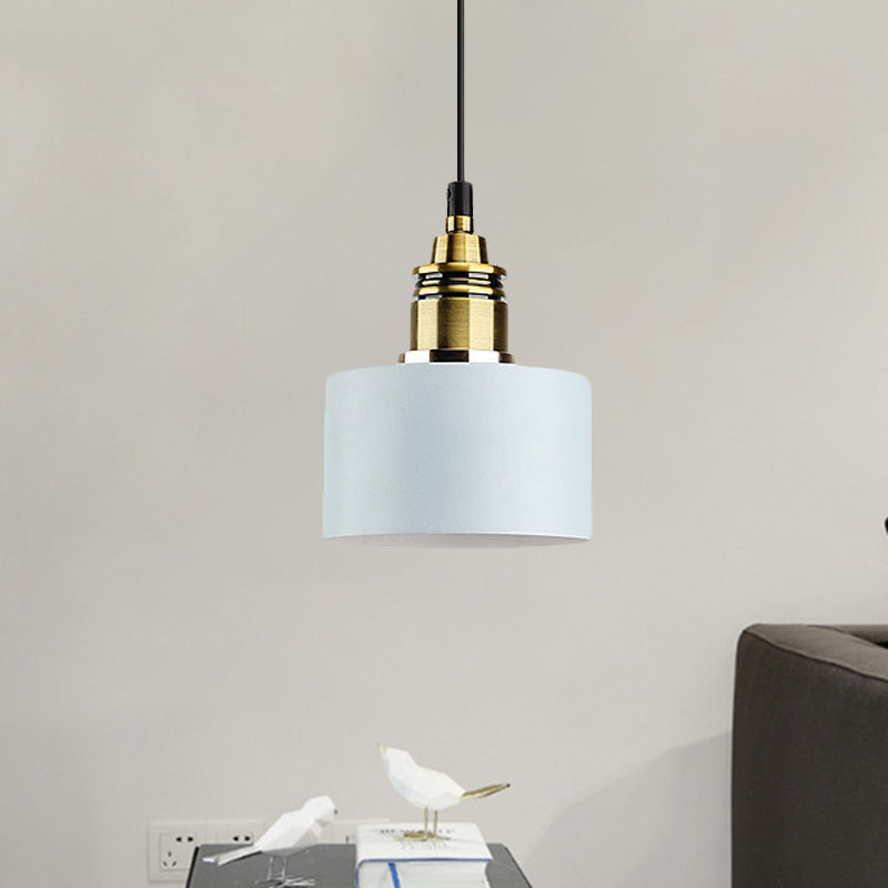 5/12 Wide Round Pendant Lamp Macaron Loft Metal Lighting With Brass Socket For Corridor Light Blue /