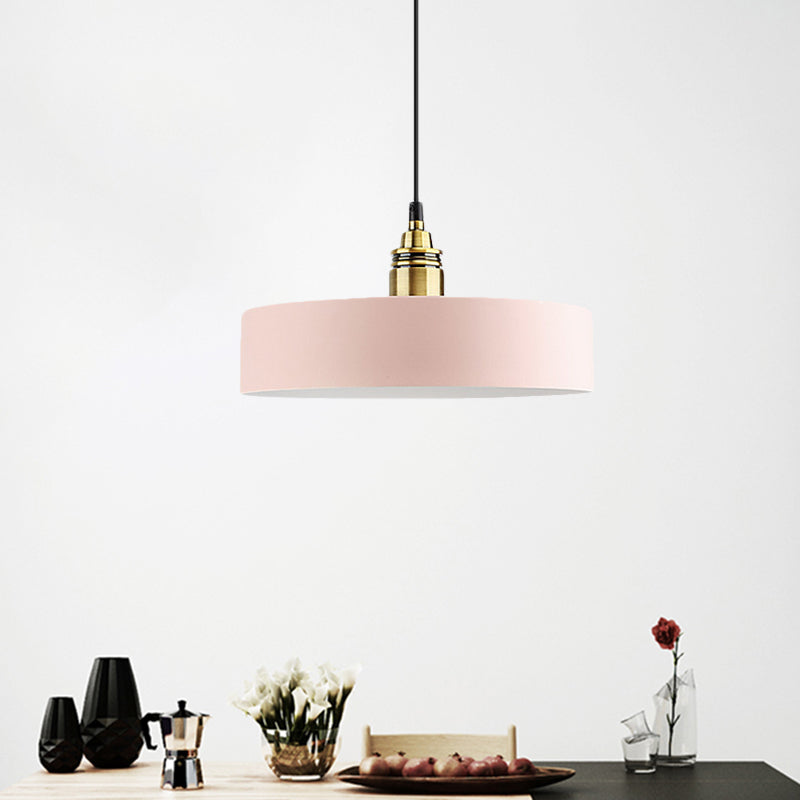 5"/12" Wide Round Pendant Lamp Macaron Loft Metal Lighting with Brass Socket for Corridor