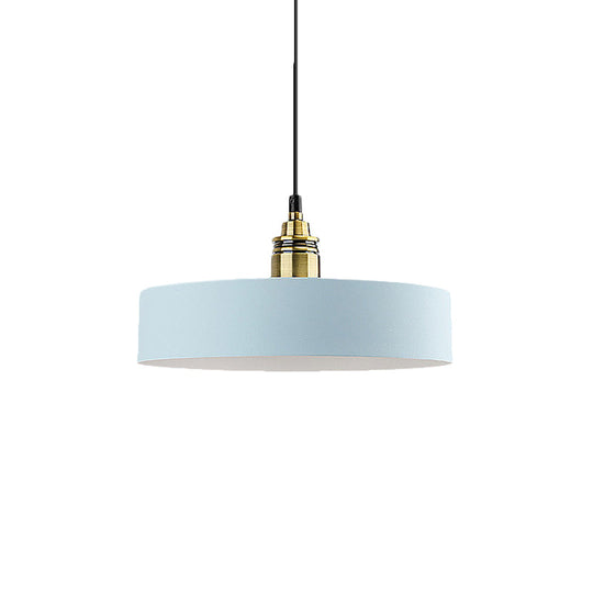 5/12 Wide Round Pendant Lamp Macaron Loft Metal Lighting With Brass Socket For Corridor