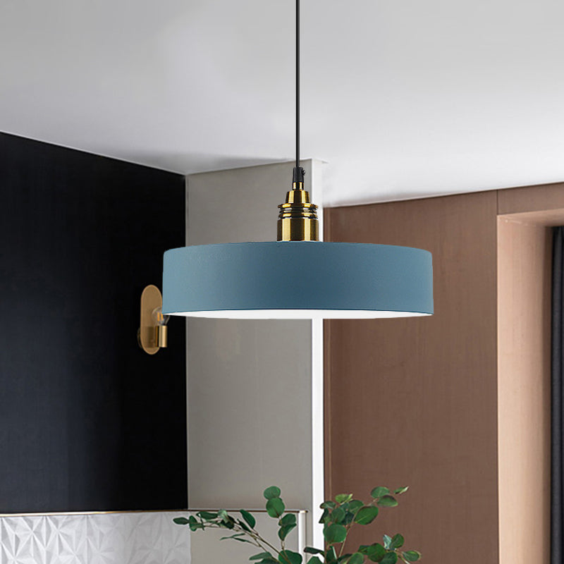 5"/12" Wide Round Pendant Lamp Macaron Loft Metal Lighting with Brass Socket for Corridor